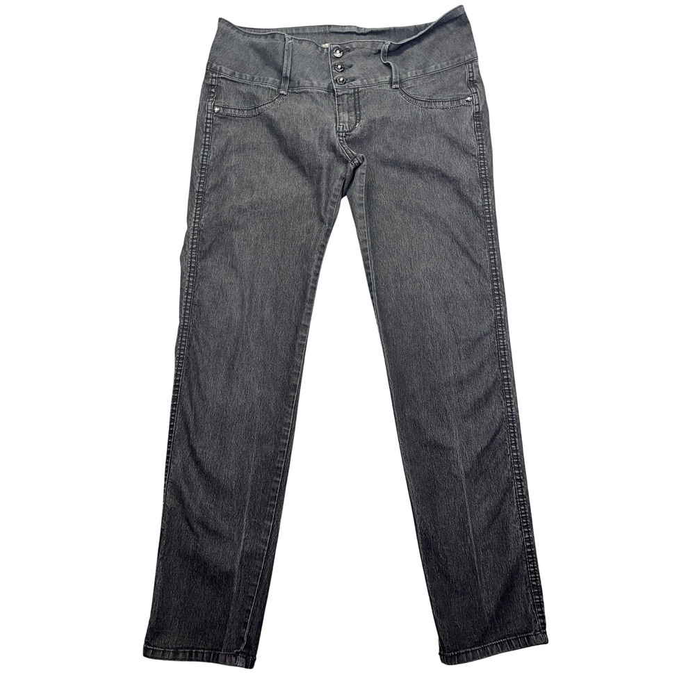 Watch‎ LA High Waist Jeans Gray Wash Denim Skinny Leg 3 Button Sz 15 Fits 34"